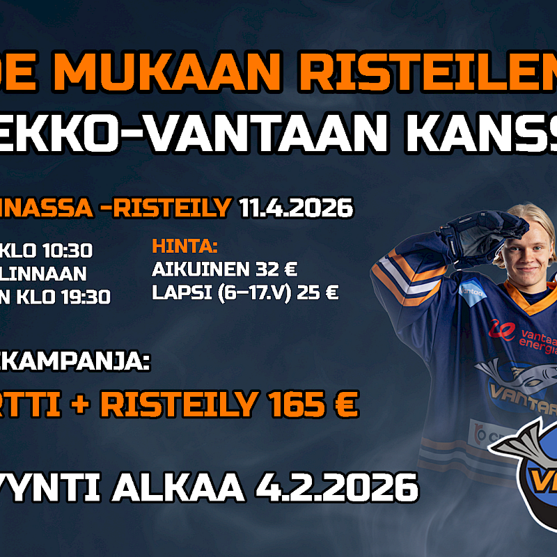 Kiekko-Vantaan kumppani-ja faniristeily Tallinnaan 11.4.2026
