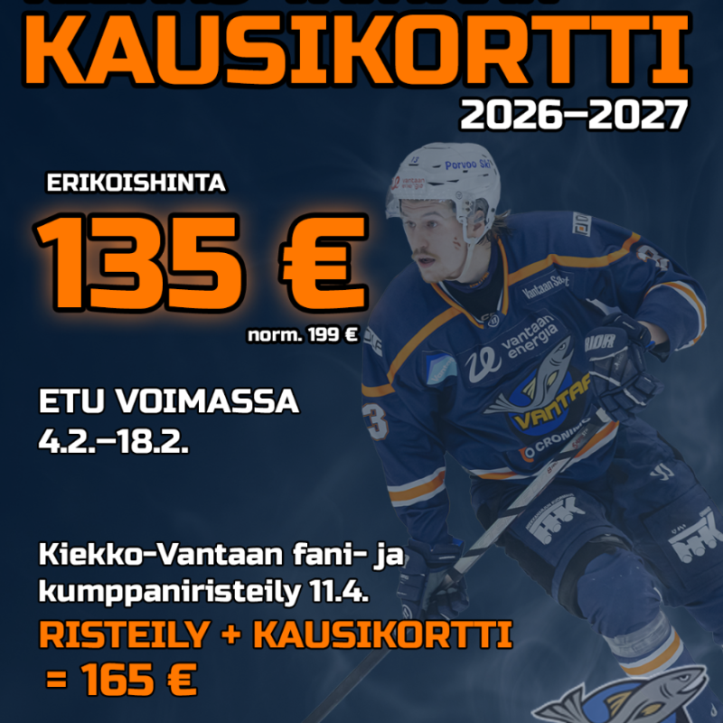 MYYNTI ALKAA: Kiekko-Vantaan Kausikorttikampanja ja Kumppani- ja faniristeily 11.4.