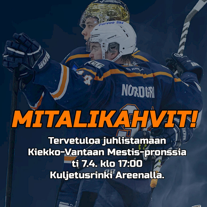 Mitalikahvit tiistaina 7.4. klo 17 Kuljetusrinki Areenalla